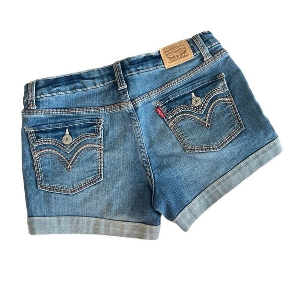 Levi's Shorty Shorts Embroidered Jean Shorts Girls 16 Regular Blue - Picture 3 of 11
